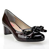 Prada Black Leather Tip Knotted Bow Accent Purple Patent Leather Pump