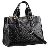 Gucci Black Ostrich Leather Work Bag