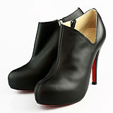 Christian Louboutin Open Ankle Black Leather Platform Booties