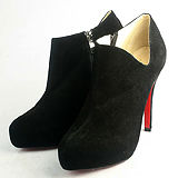 Christian Louboutin Open Ankle Black Suede Platform Booties