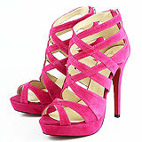 Christian Louboutin Pink Leather Cross Strap Bootie Sandals